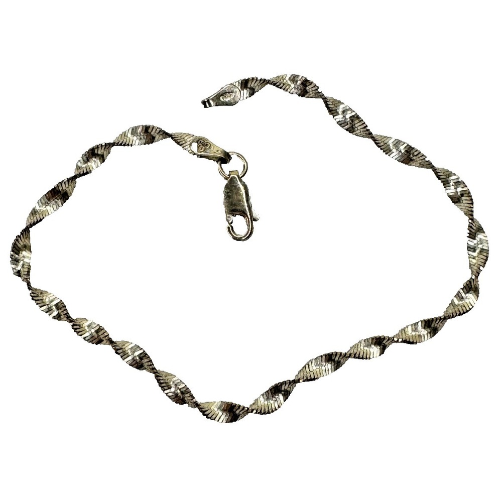 Sterling silver Bracelet Twisted Herringbone  925 Lobster Clasp IBB Signed